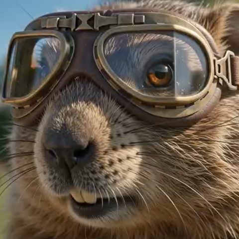 Cooky la Marmotte, avec ses lunettes de moto